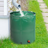 HAOYYE Green 50 Gallon Folding Rain Barrel Water Collector with Durable PVC Mesh and Support Rods, Mold and Mildew Resistant, Easy to Carry and Store, Ideal for Gardens, Planter Beds, Indoor Plants, and Outdoor Watering